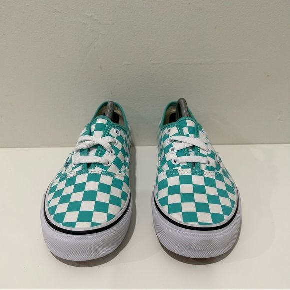 Vans Teal and White Checkered Sneakers - Picture 2 of 8